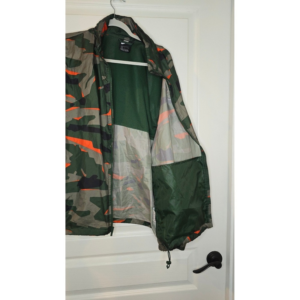Nike Mens Camo Windbreaker Jacket Green Orange Geometric Print Full Zip Large - Picture 9 of 12